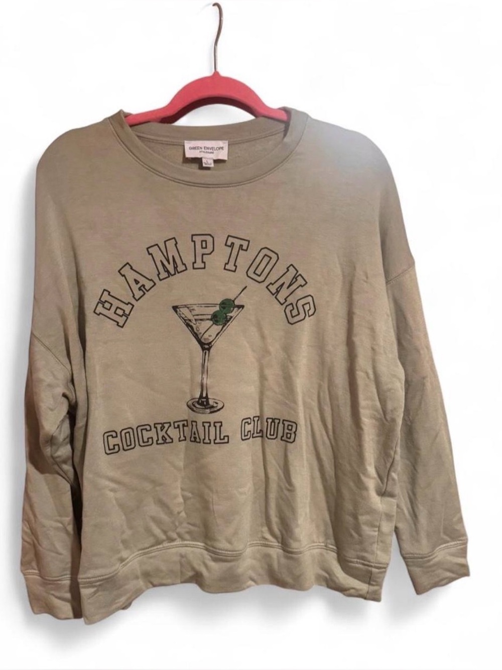 Green Envelope Olive Graphic Crewneck Sweater - Hamptons Cocktail Club